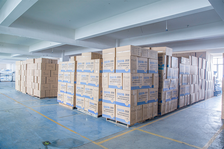 Packed cartons staged near the warehouse area